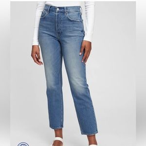 Gap jeans, high rise cheeky straight, medium wash, size 30 tall